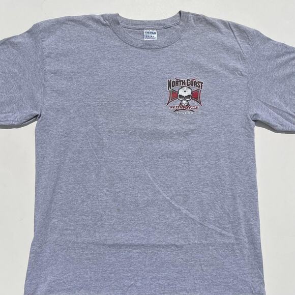 Vintage North Coast Motorcycle Biker Skull Bullet Hole Toledo Ohio Shirt Size XL - Picture 4 of 7